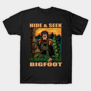 Bigfoot hide and seek hiking T-Shirt